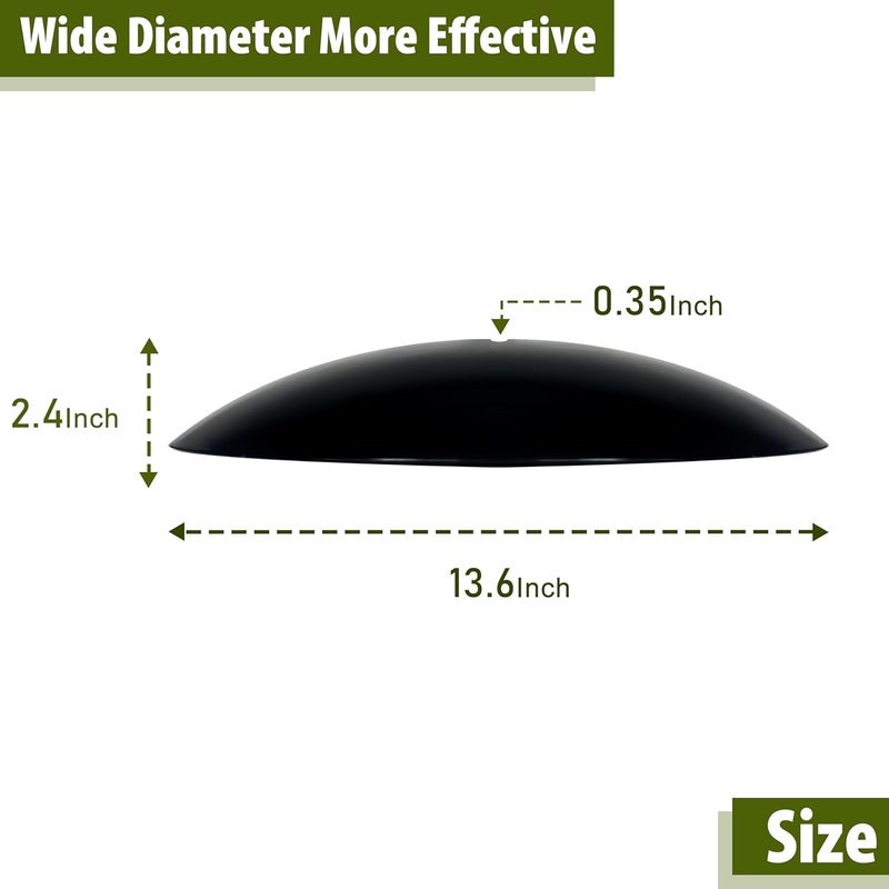 andergi 13" Bird Feeder Rain Guard, Hummingbird Feeders Shade Dome Cover, Hanging Baffle for Bird Feeder Pole,Smart Birds Feeder Umbrella (Black), 1 Pack - Image 3
